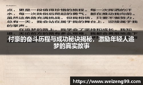 付豪的奋斗历程与成功秘诀揭秘，激励年轻人追梦的真实故事